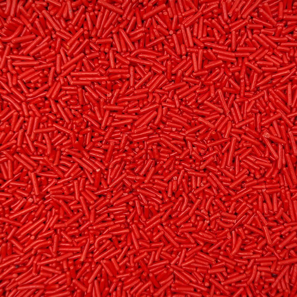 Homankit Red Jimmies Sprinkles Edible Sprinkle Candy Soft Jimmies Toppings For Ice Cream, Cupcake, Cake, Cookie, Dessert Decorat