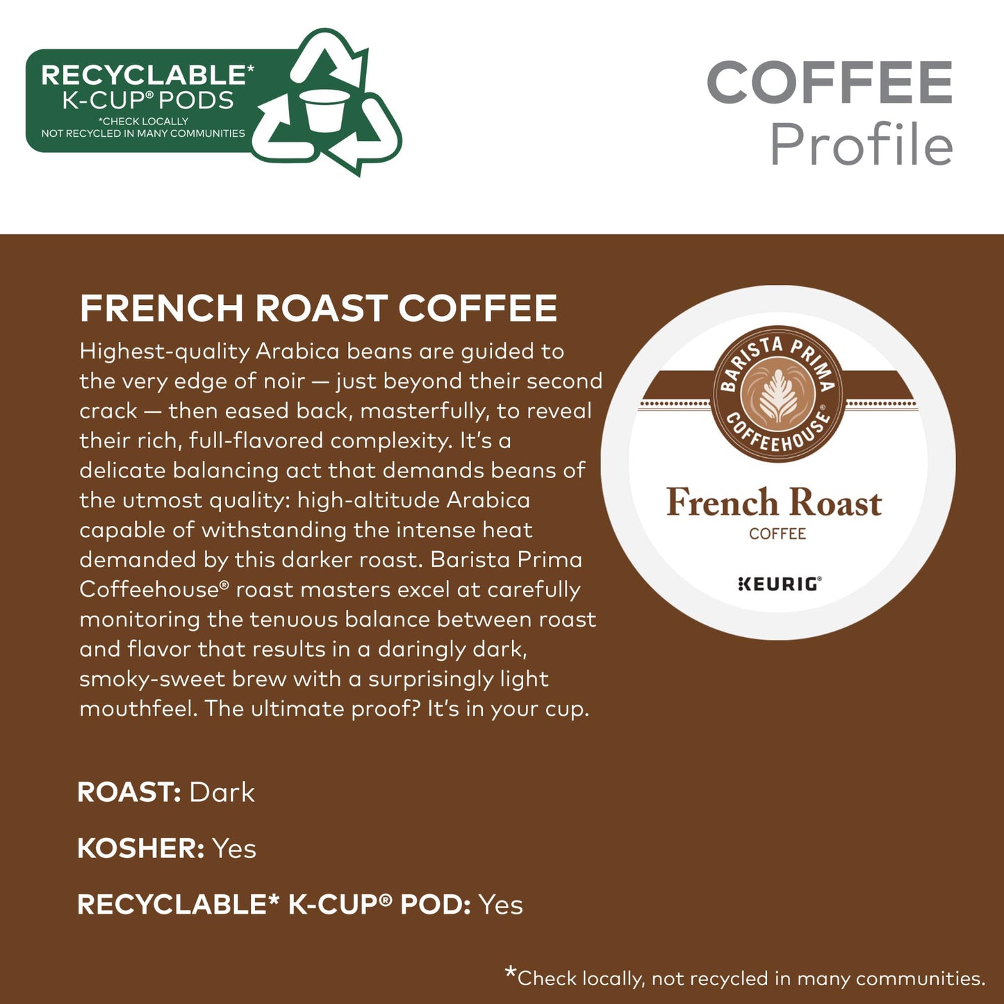 Barista Prima Coffeehouse French Roast K-Cup Pods, 96 Count, Single Serve Coffee Pods