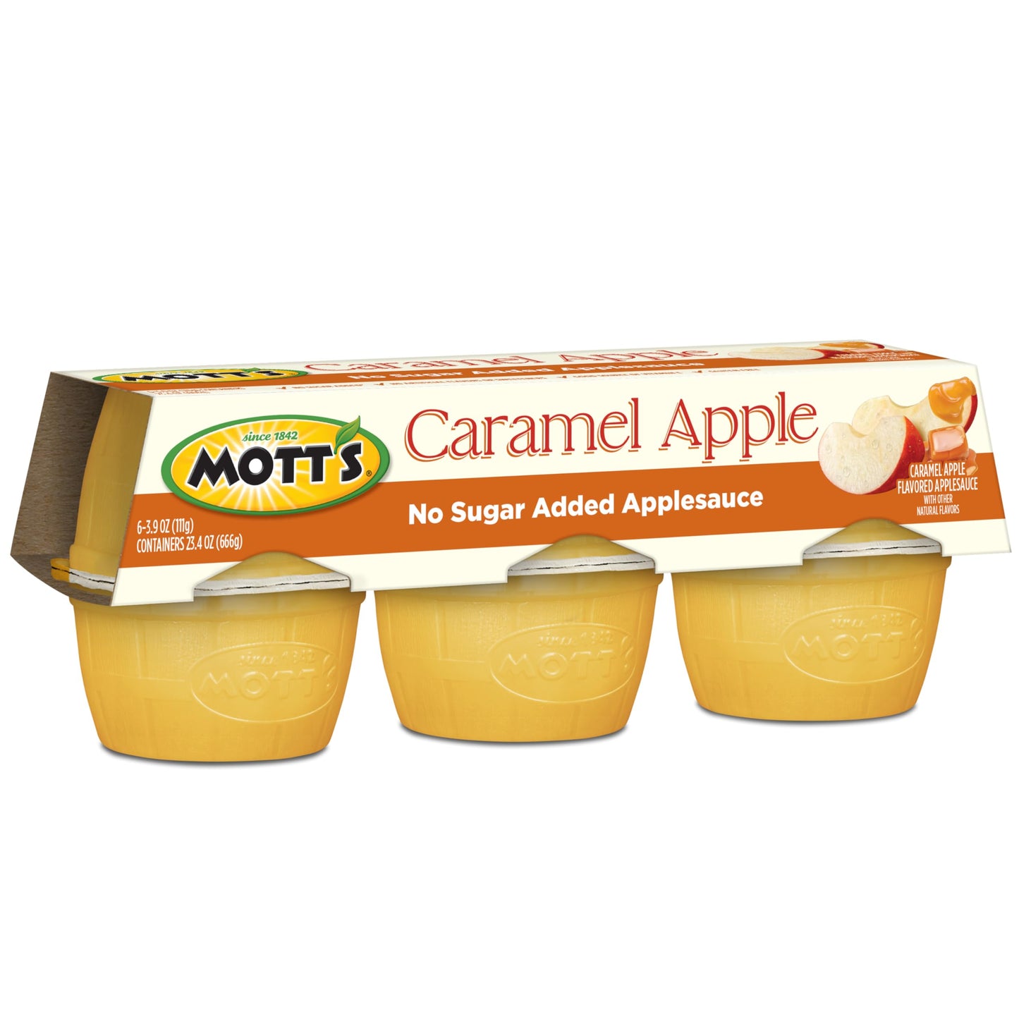 Motts No Sugar Added Caramel Apple Applesauce Cups, 3.9 oz cups, 72-count, Made With Real Fruit, Good Source of Vitamin C, On-th