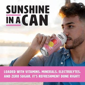 ShineWater Electrolyte Drink - Sugar-Free, Strawberry Lemon Flavor, 16 Fl Oz, Pack of 12