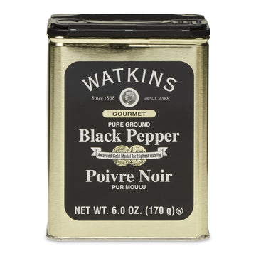 Watkins Gourmet Spice Tin, Pure Ground Black Pepper, 6 Oz. Tin, 1-Pack