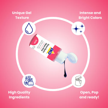 Enco Food Coloring Gel Neon Pink 1.41 Oz (40G) Concentrated, Vegan