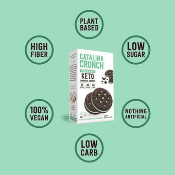 Catalina Crunch Chocolate Mint Keto Sandwich Cookies 6.8 Oz Box | Keto Snacks | Low Carb, Low Sugar | Vegan Cookies, Plant Based