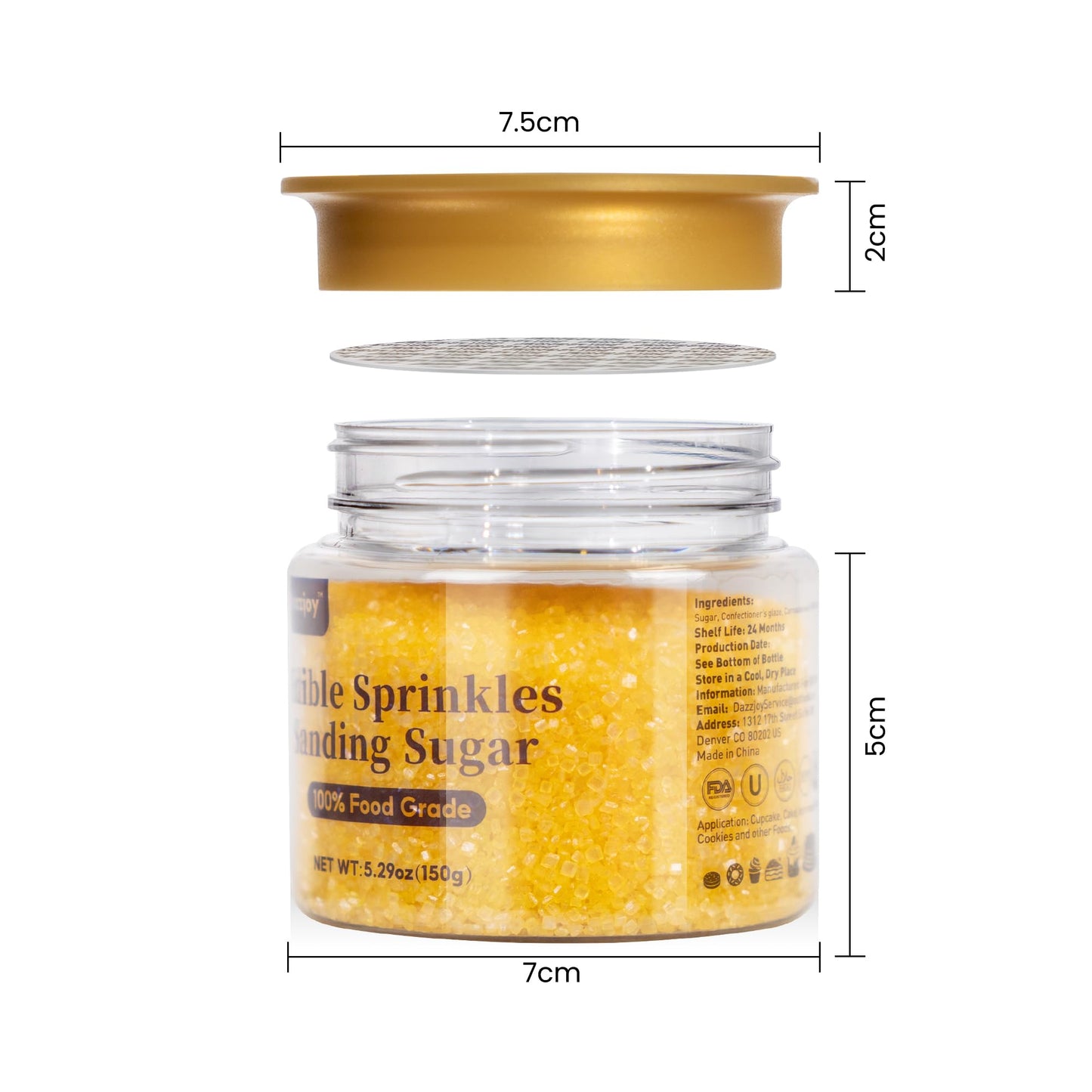 Yellow Sanding Sugar Sprinkles, Food Grade 150G, Edible Sprinkles For Cupcake Decorating, Cake Toppers, Sprinkles Decoration, Ic