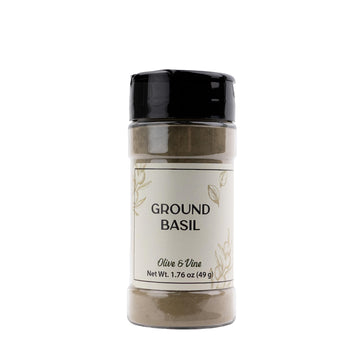 Olive & Vine Ground Basil, Herbaceous Flavor, Seasoning for Pasta, Soups, Salads, with Rich Tradition, Authentic Taste, For Glob