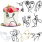 Marsui 10 Pcs Boho Lady Face Cake Topper Acrylic Minimalist Lady Cake Toppers Happy Birthday Cake Decoration For Women Wedding B