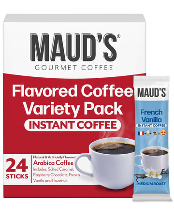 MAUDS Instant Coffee Variety Pack, 24ct, 100% Arabica, Solar Energy Produced, 2.1 Ounce