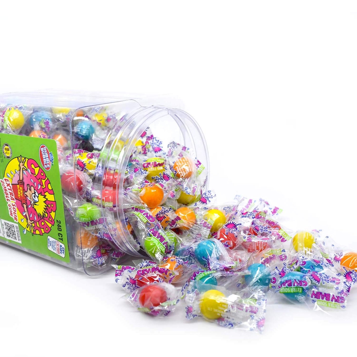 Cry Baby Extra Sour Bubble Gum Original, 240-Count Jar