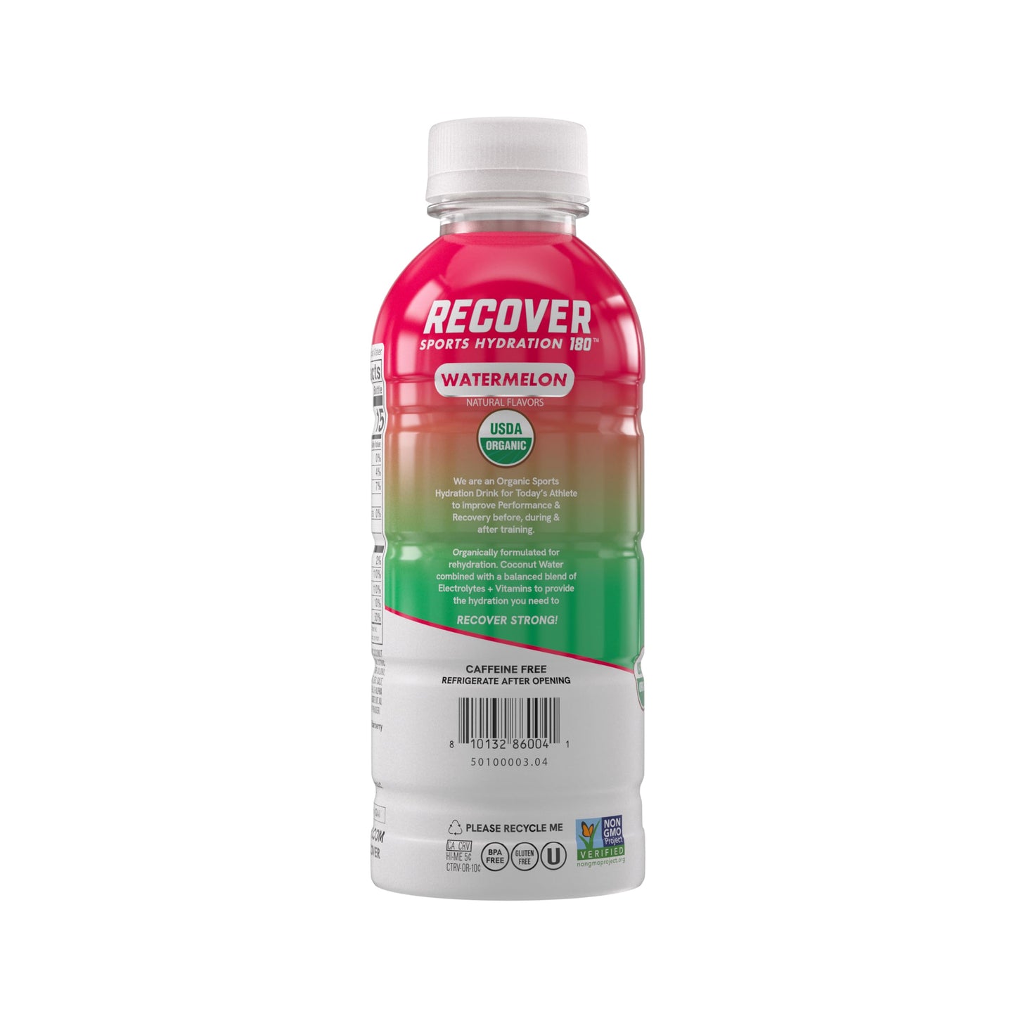 RECOVER 180 Organic Sports Hydration Drink, No Sugar Added, 20 Calorie Sports Beverage, Organic Flavors With Vitamins, Potassium