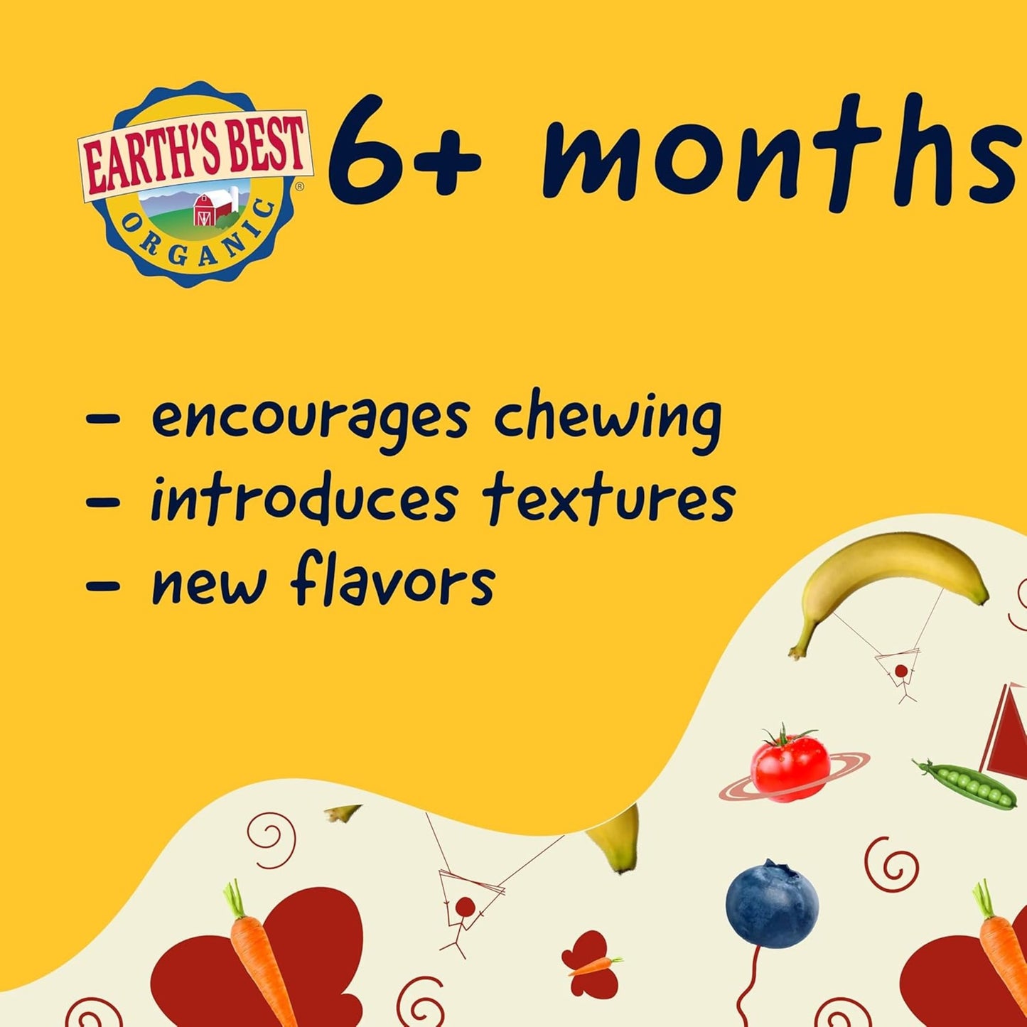 Earths Best Organic Baby Food Pouches, Wholesome Breakfast Puree for Babies 6 Months and Older, Organic Banana Blueberry and Oa