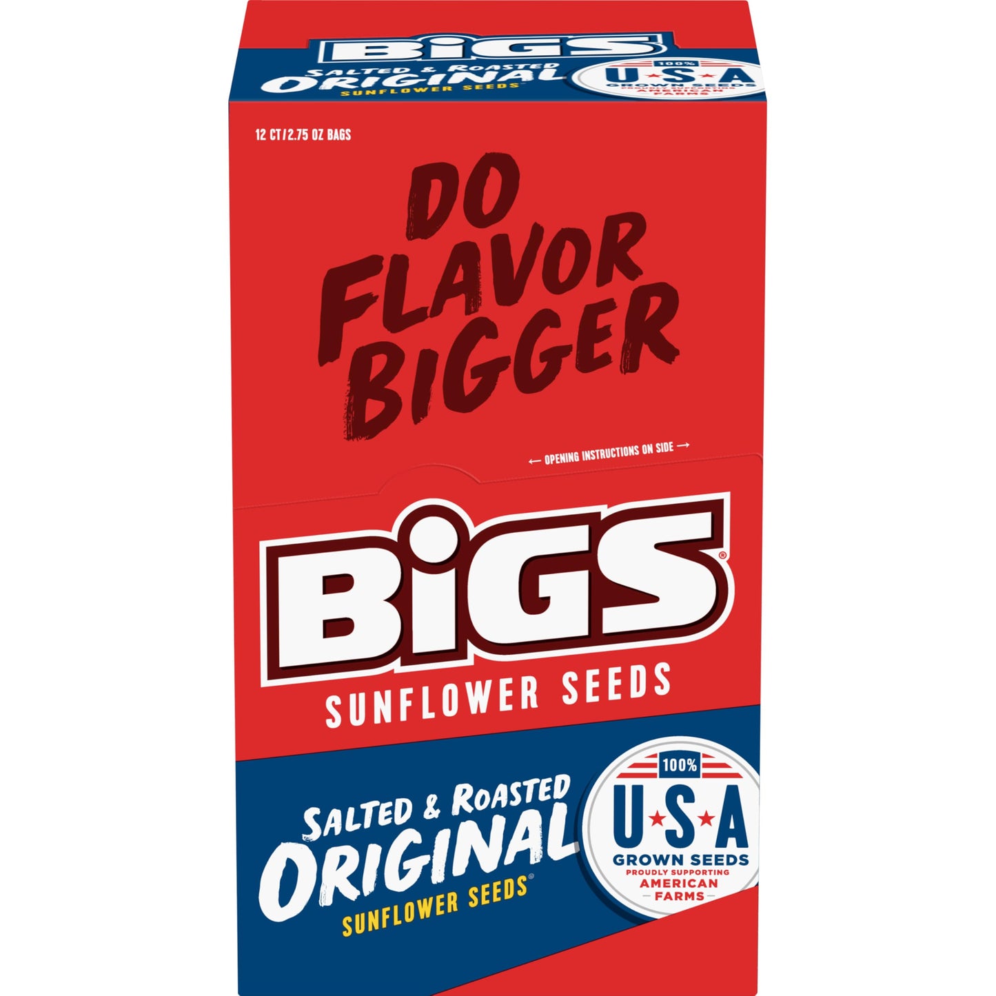 BIGS Sunflower Seeds, Salted & Roasted, 12 Count, 2.75 oz. Pack of 12, Original Flavor