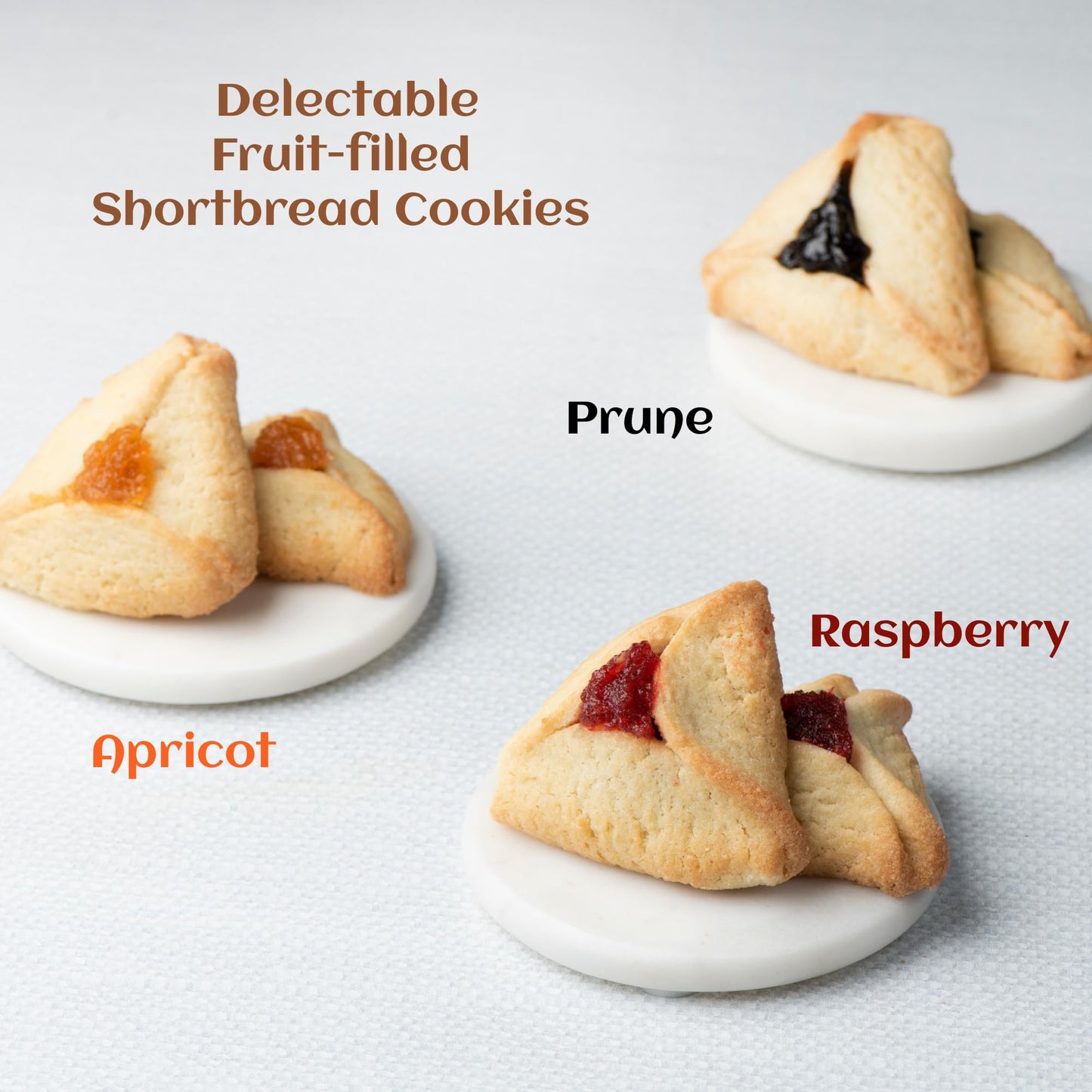 Shortbread Cookies | Hamentaschen Cookies Individually Wrapped [12 Count] Apricot, Prune, Raspberry | Purim Gift Basket | Mishlo