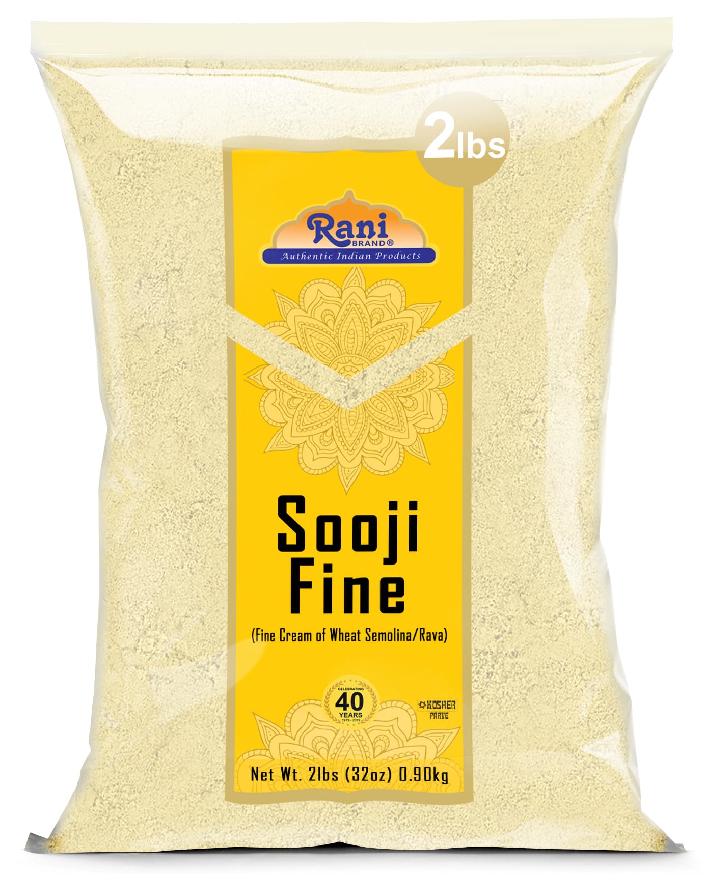 Rani Sooji Fine (Farina, Suji, Rava, Wheat) Flour 32Oz (2Lbs) 908G ~ All Natural | Vegan | Non-Gmo | Kosher | Indian Origin