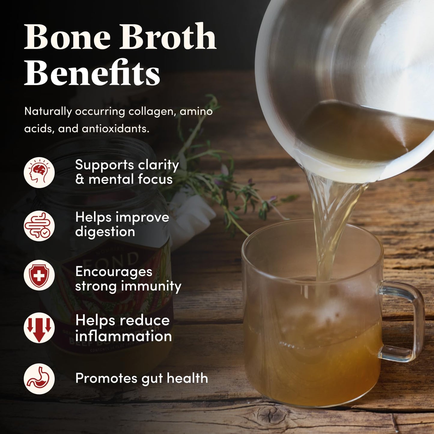 Fond Regenerative Grass Fed Beef Bone Broth Infused With Organic Tomato & Thyme – Slow-Simmered Beef Broth For Rich And Nourishing Flavor, Nutrient-Dense, Artisan Quality – 14 Oz (8-Pack)
