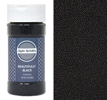 Mystic Sprinkles Solid Color Nonpareils 3.8Oz Bottle (Beautifully Black)