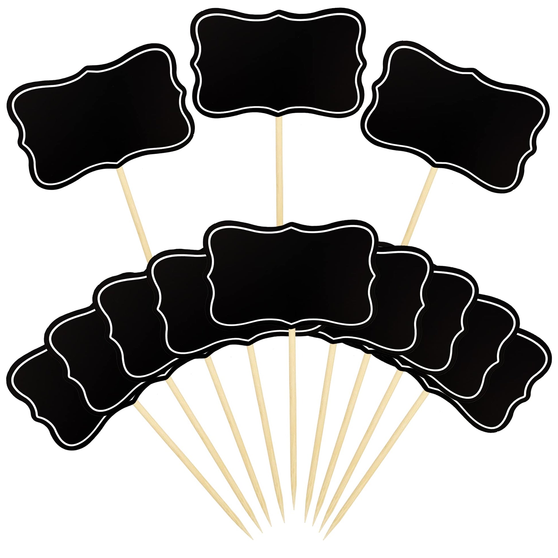 56 Pcs Black Chalkboard Picks Chalkboard Sign Food Toppers Cheese Markers Cake Cupcake Topper For Birthday Party Wedding Gender