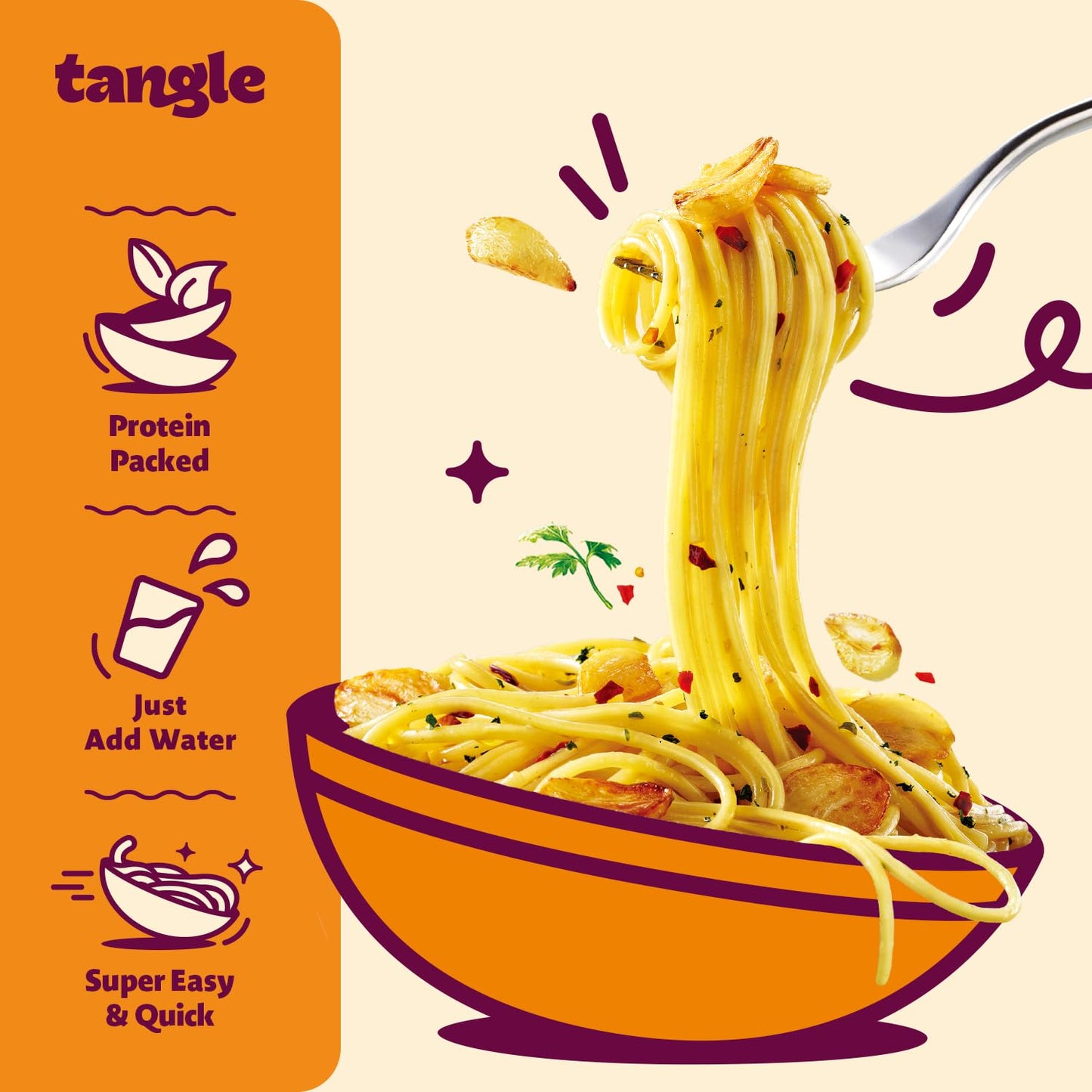 SAMYANG Tangle Garlic Oil Pasta Bowl Set, 3.52 oz (100g) x 6 Bowls, 45.72 cm Height
