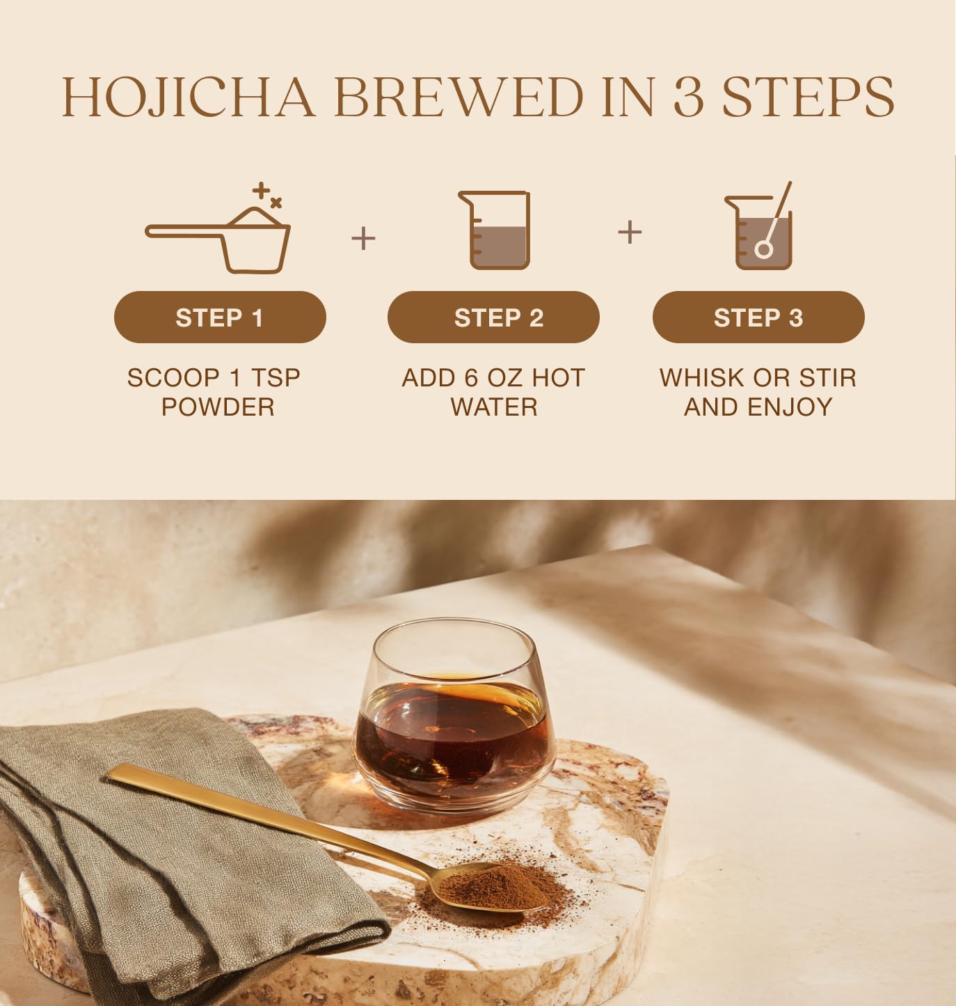 Queen Omi Organic Hojicha Powder | 100% Organic Japanese Roasted Green Tea Powder-Matcha & Coffee Alternative | Low Caffeine  Antioxidant-Rich  Smooth  Toasty  Nutty Flavor | 80g