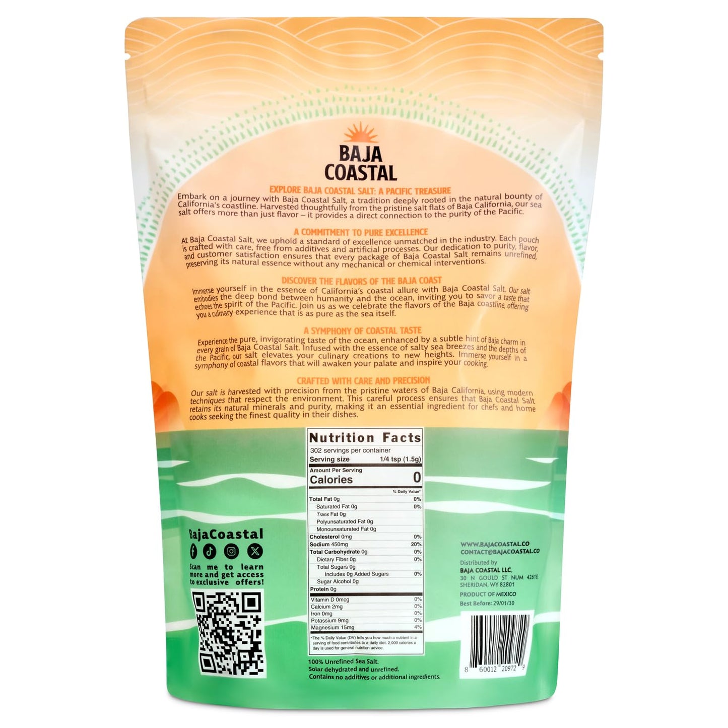 Baja Coastal Baja Mineral Sea Salt, Fine Grind, 100% Organic, 16oz