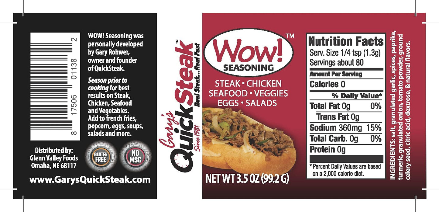 Gary's QuickSteak Wow! Seasoning | No MSG | Adds Flavor to Beef, Poultry, Soup, Sandwiches, French Fries, Popcorn and More | Mad