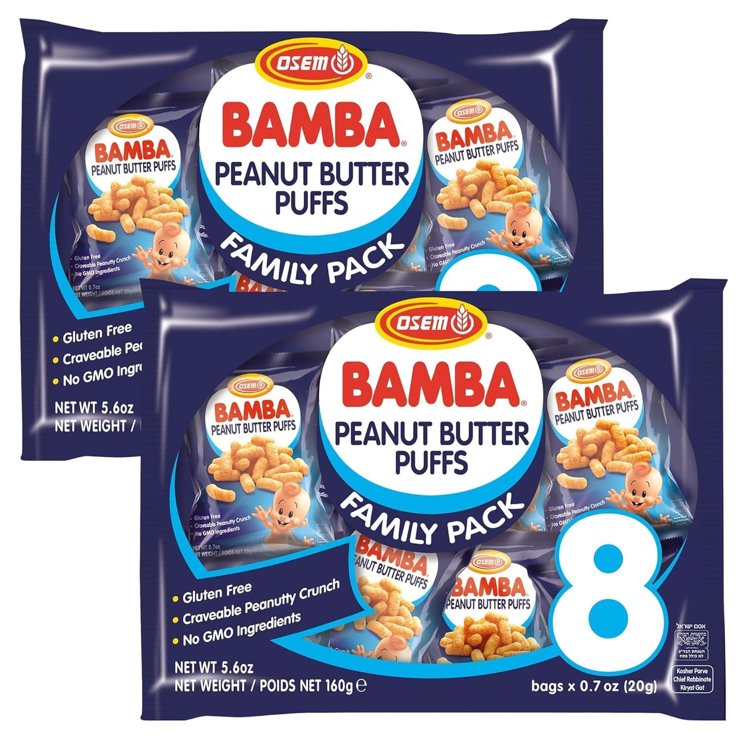 Osem Bamba Peanut Butter Puffs - Peanut Butter Puffs Bulk, Vegan PB Snack with Crunch for Kids, Non-GMO Protein Snack, Kosher, N