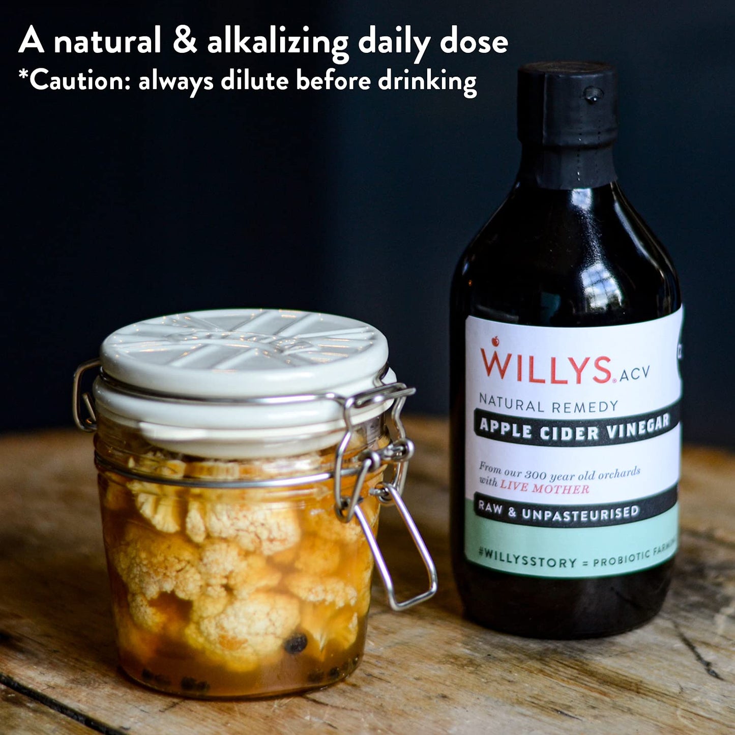 WILLYS Organic Apple Cider Vinegar with Mother - 169.07 Fl Oz, Probiotics for Gut Health, Model ACVBIB5L