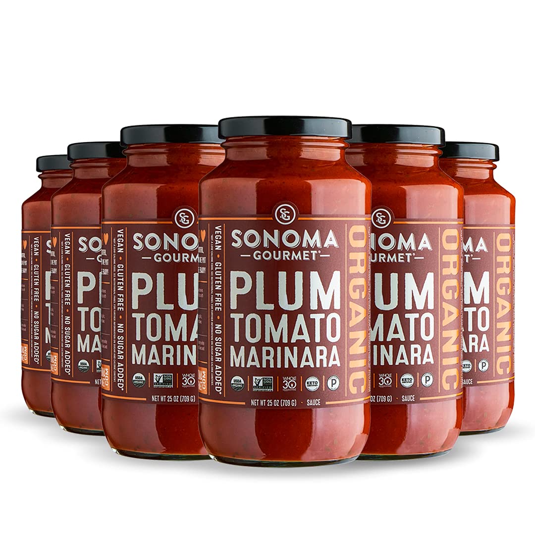 Sonoma Gourmet Plum Tomato Marinara Pasta Sauce | Usda Organic, Non-Gmo, Gluten-Free And No Sugar Added | Made With Fresh Ingred