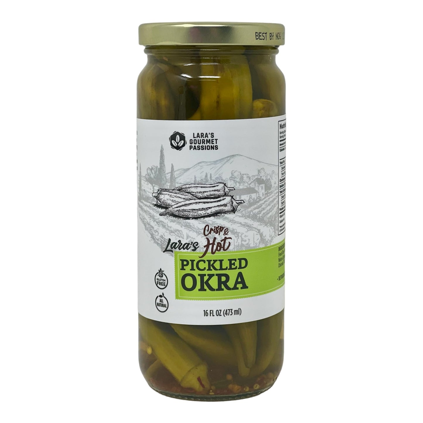 Lara'S Crisp And Hot Pickled Okra - (Pack Of 2, 16 Fl Oz Each) - Zesty Southern Style Spicy Okra, Ideal For Charcuterie Boards,