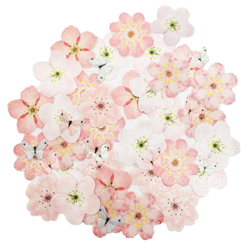 58 Pcs Edible Cherry Blossoms Butterfly Cupcake Toppers Flowers Cake Decorations Wafer Paper Flowers Cupcake Topper For Baby Sho