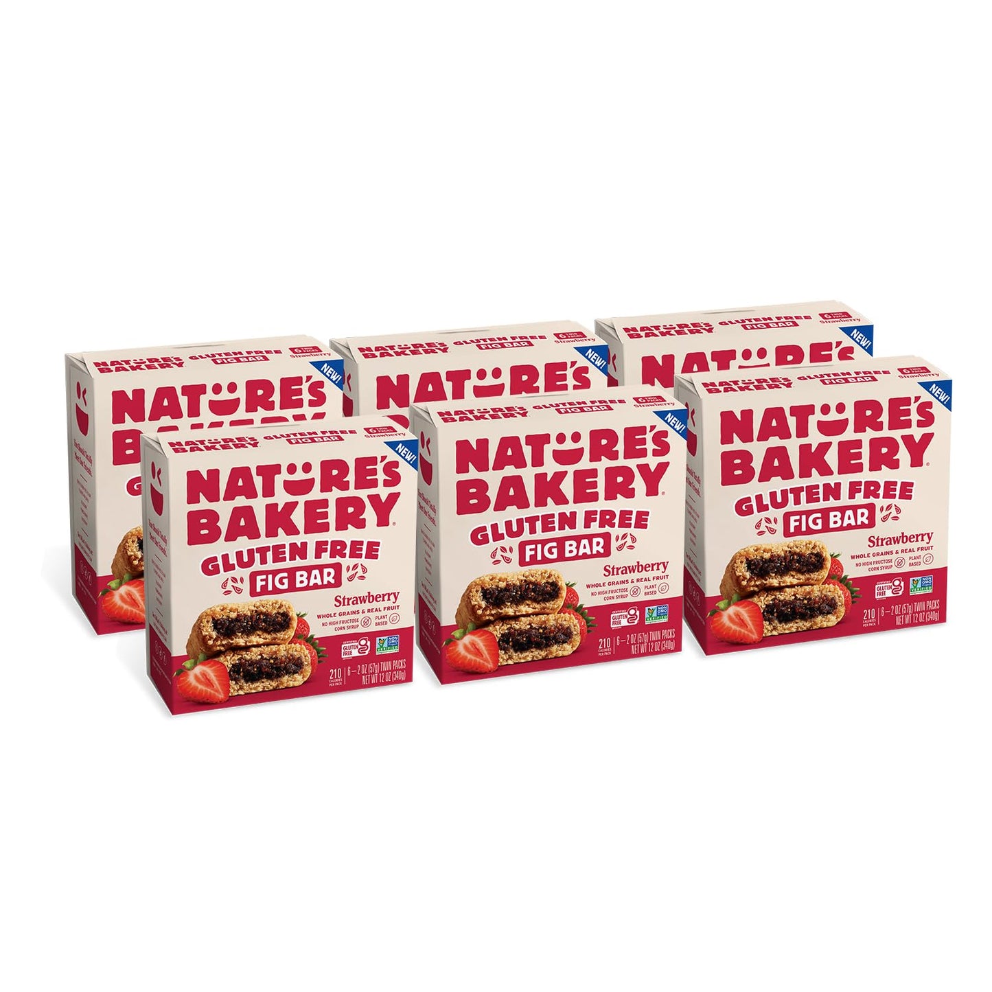 Natures Bakery Gluten Free Fig Bars, Strawberry, Vegan, Non-GMO, 36 Twin Packs, Model 10300395