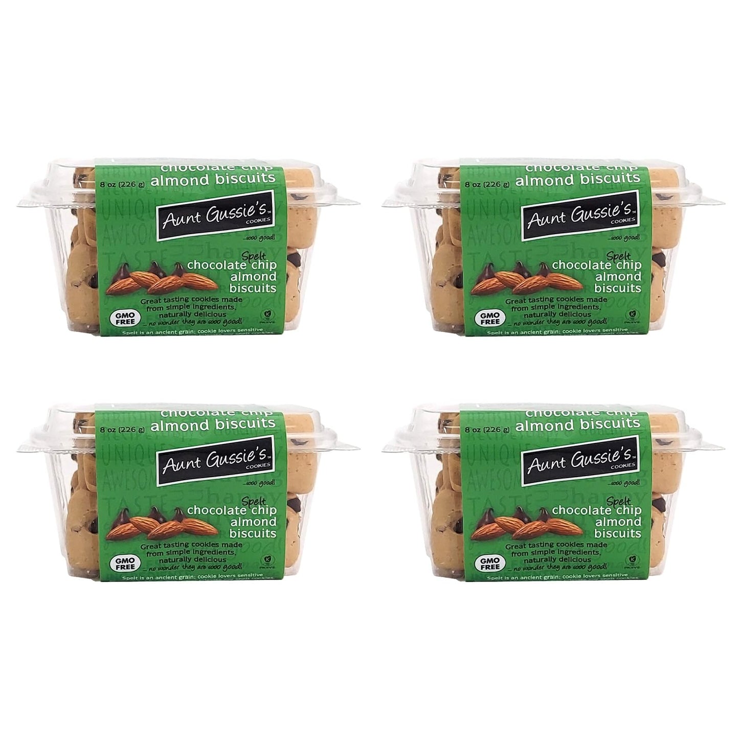 Aunt Gussie'S - Sugar Free Chocolate Chip Almond Biscuits Made With Spelt Flour - 4 Pack