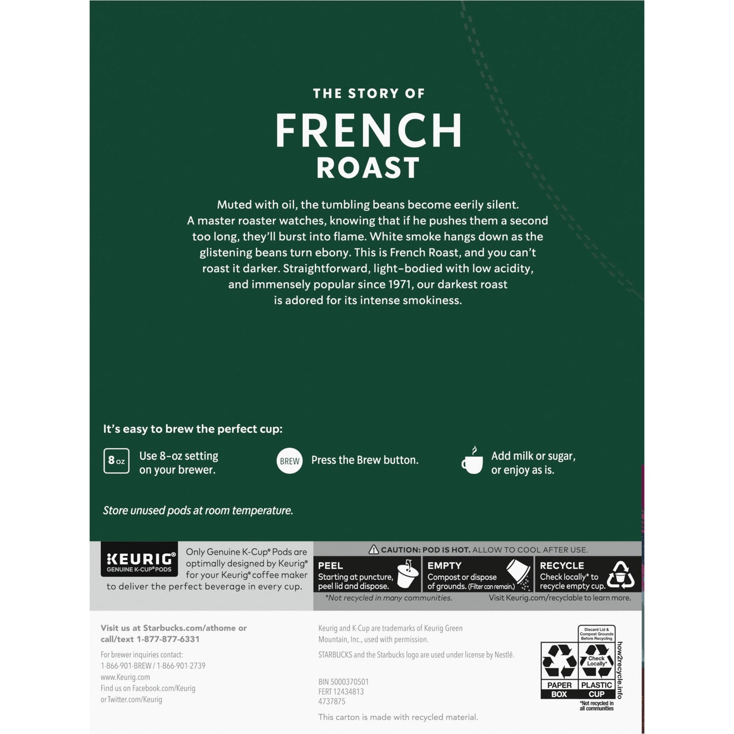 Starbucks K-Cup Coffee Pods, Dark Roast, 24 Count (Pack of 4), French Roast, Model SFRCKC