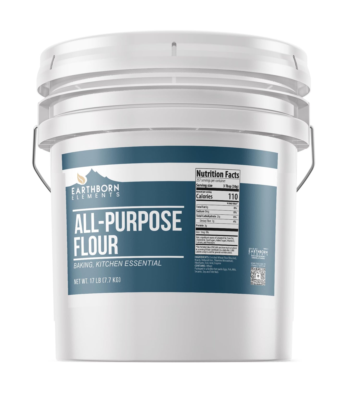 Earthborn Elements All-Purpose Flour, 3.5 Gallon Bucket, Bulk Size, Kitchen Essential, Baking & Cooking