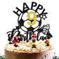 Aeryourtar Glitter Soccer Cake Topper, Paper Decoration for 9th Birthday Party, Soccer Theme, Kids Birthday Supplies