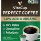 VitaCup Perfect Low Acid Coffee Pods  USDA Organic & Fair Trade  Mycotoxin Free  Dark Roast Guatemala Single Origin  Clean & Pure Recyclable Single Serve Pod compatible w/Keurig K-Cup malt-inspired 24 CT