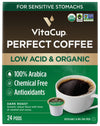 VitaCup Perfect Low Acid Coffee Pods  USDA Organic & Fair Trade  Mycotoxin Free  Dark Roast Guatemala Single Origin  Clean & Pure Recyclable Single Serve Pod compatible w/Keurig K-Cup malt-inspired 24 CT