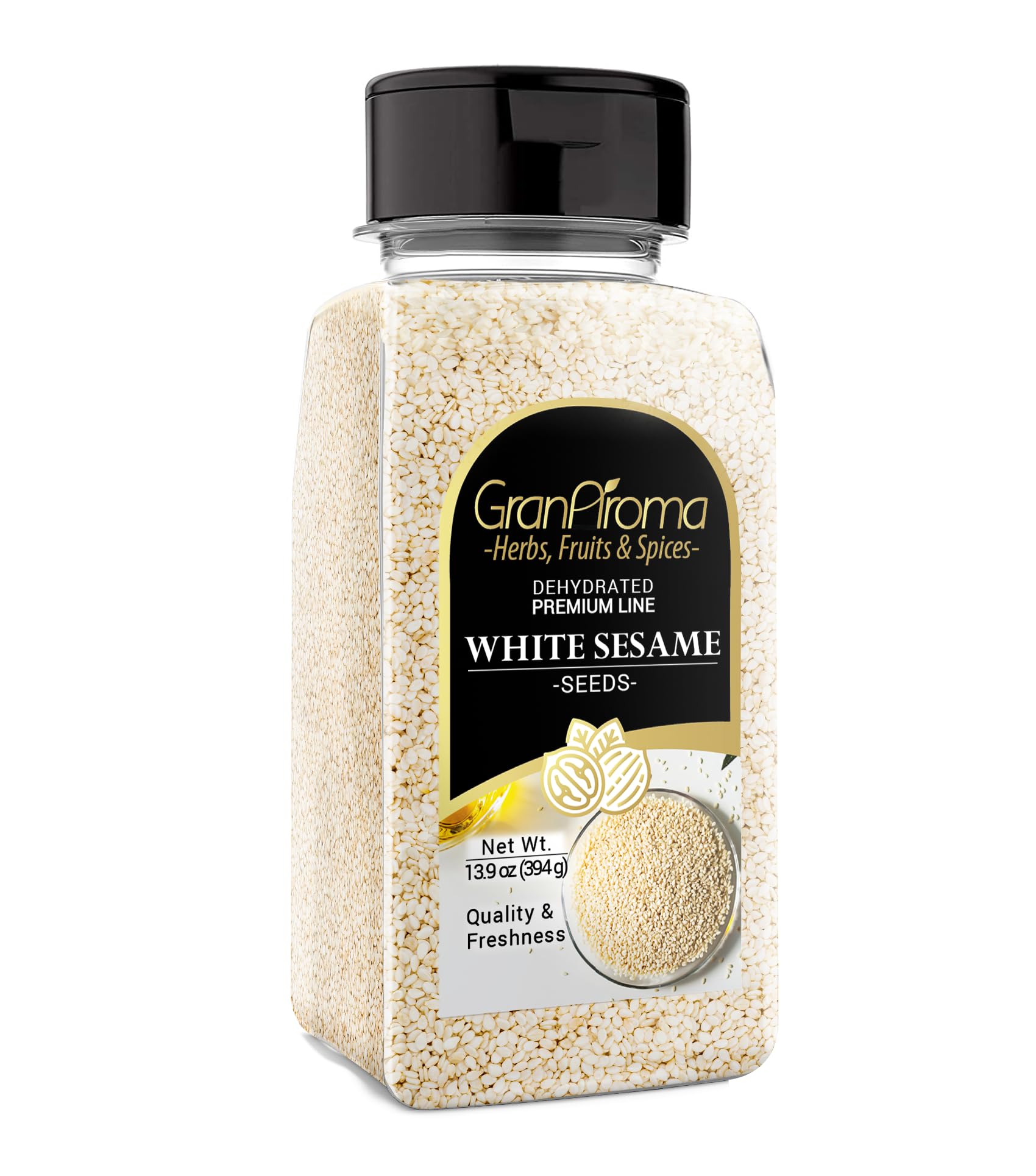 GranAroma White Sesame Seeds, 13.9 oz, Garnish & Seasoning, Versatile Seeds, Nutty Flavor