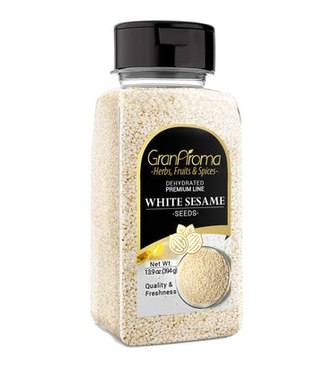 GranAroma White Sesame Seeds, 13.9 oz, Garnish & Seasoning, Versatile Seeds, Nutty Flavor