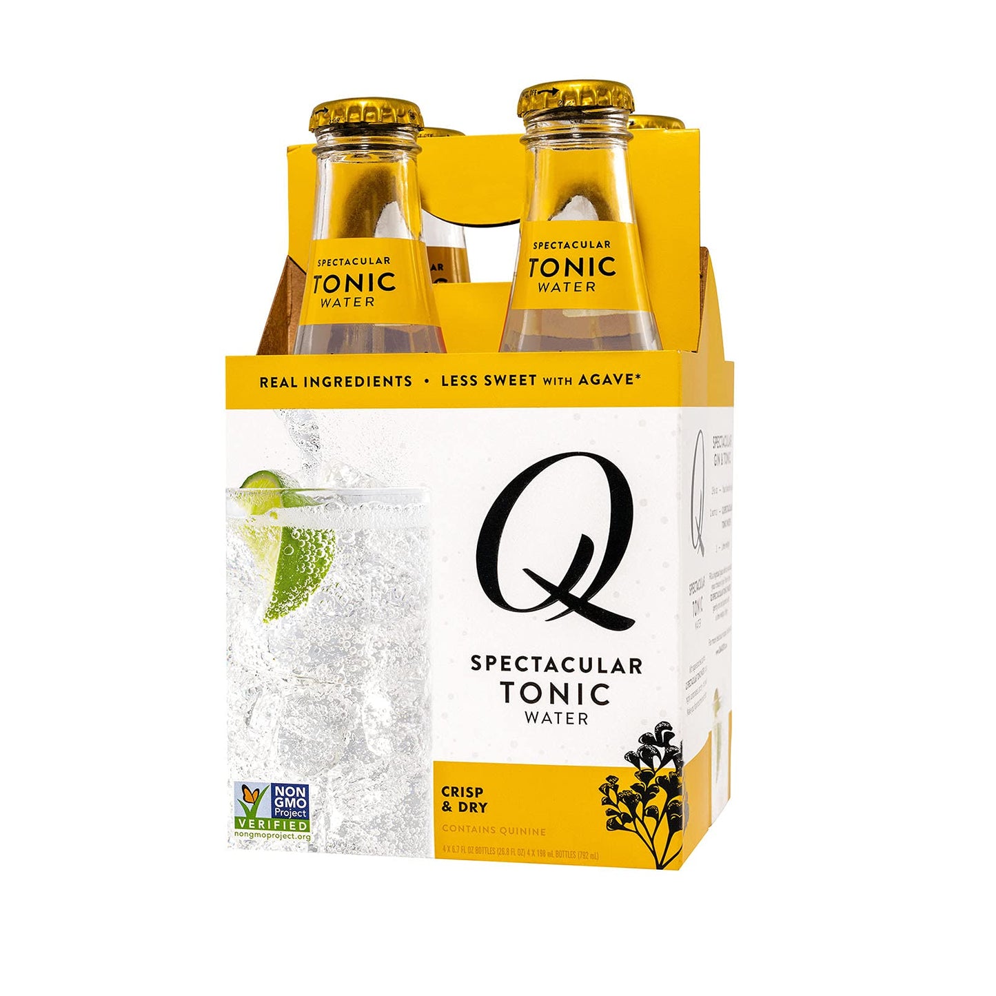 Q Mixers Enhanced Tonic Water: Real Ingredients & Less Sweet, 6.7 Fl Oz, Pack Of 24 (Only 40 Calories Per Bottle)