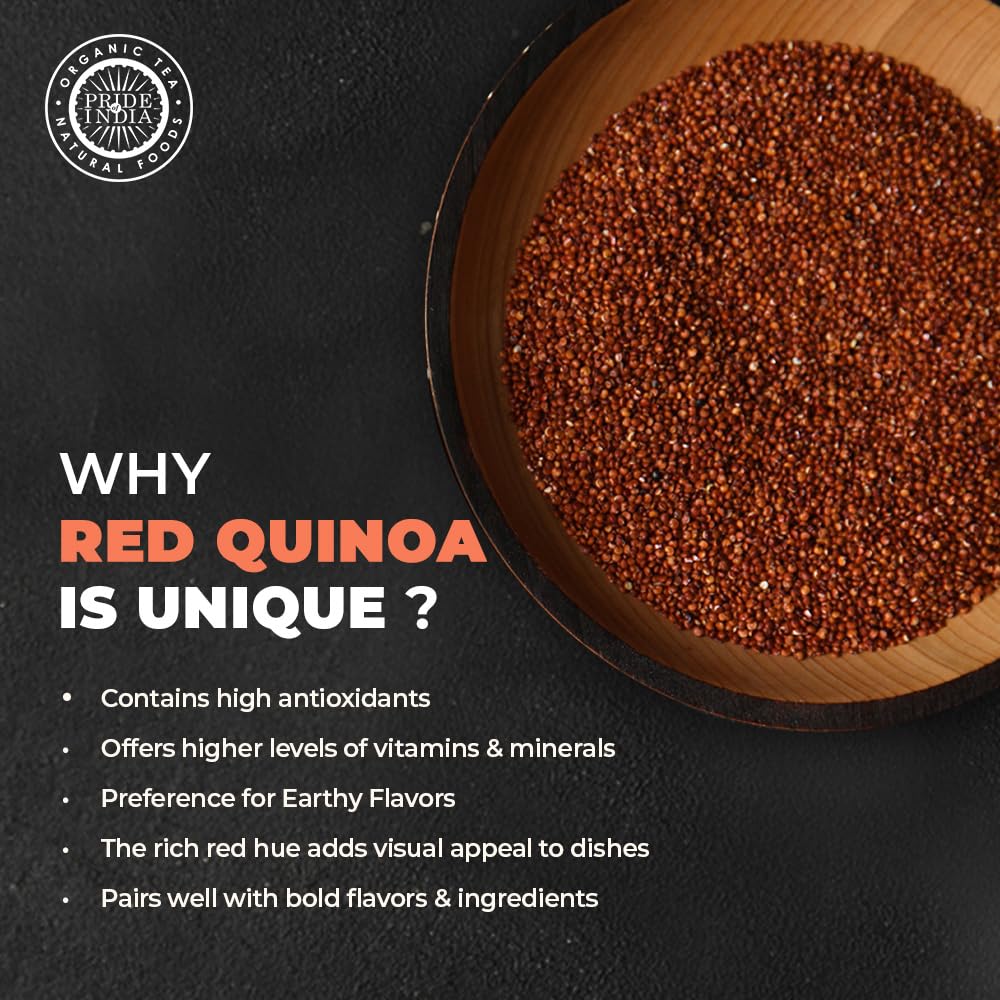 Pride Of India - Organic Royal Red Bolivian Quinoa - Protein Rich Whole Grain Jar, 3.3 Pound (1.5 Kilo) Jar (2.2 Pound + 50% Ext