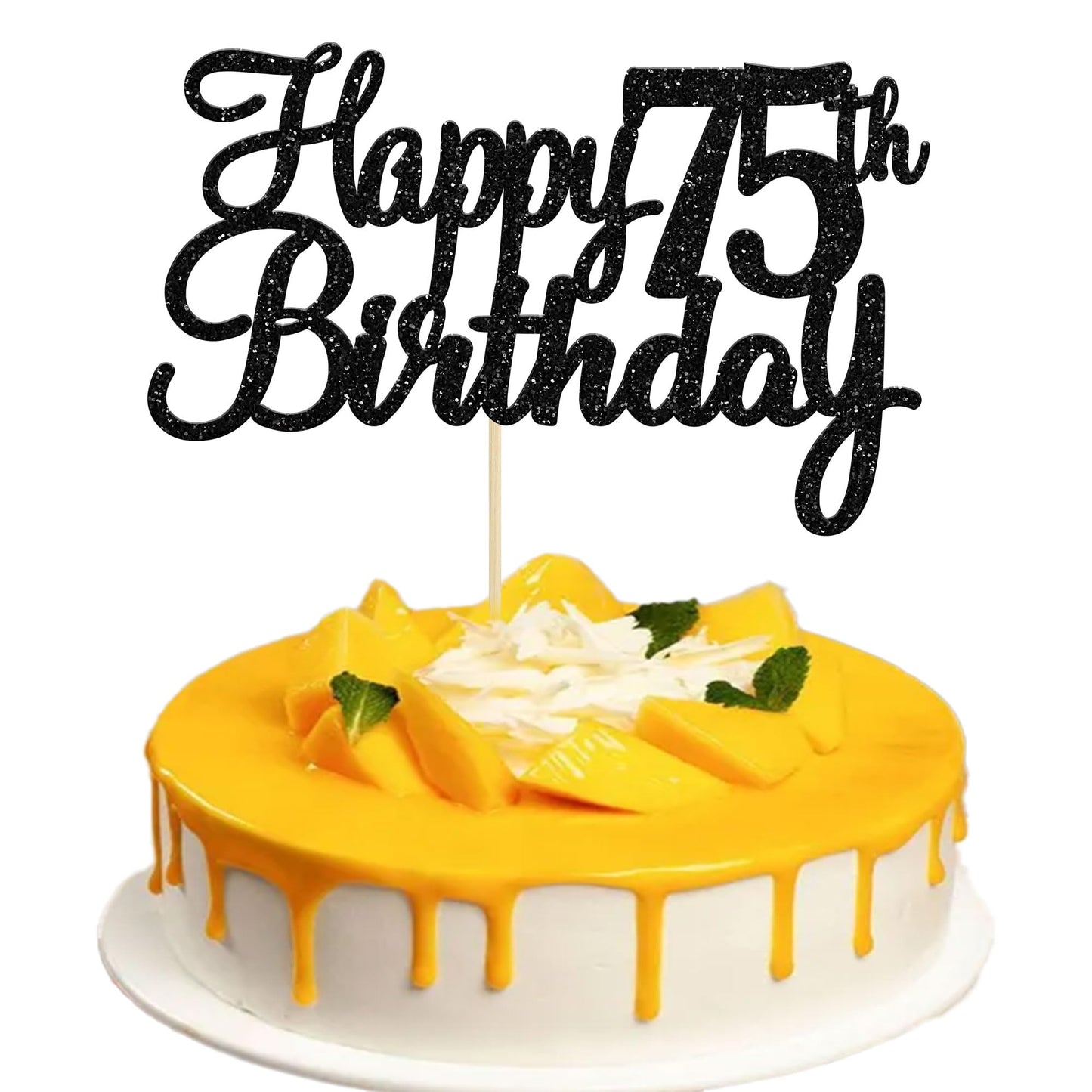 Gyufise 1Pc Happy 75Th Birthday Cake Topper Glitter 75Th Birthday Cake Pick Cheers To 75 Years Old 75 Fabulous Cake Decorations
