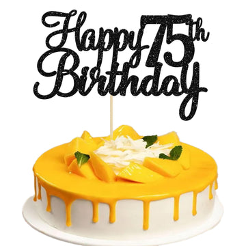 Gyufise 1Pc Happy 75Th Birthday Cake Topper Glitter 75Th Birthday Cake Pick Cheers To 75 Years Old 75 Fabulous Cake Decorations