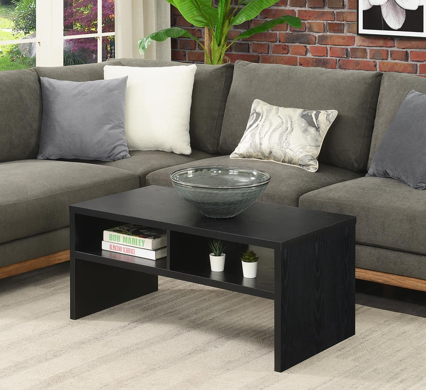 Convenience Concepts Northfield Admiral Deluxe Coffee Table With Shelves R4-0565, Black