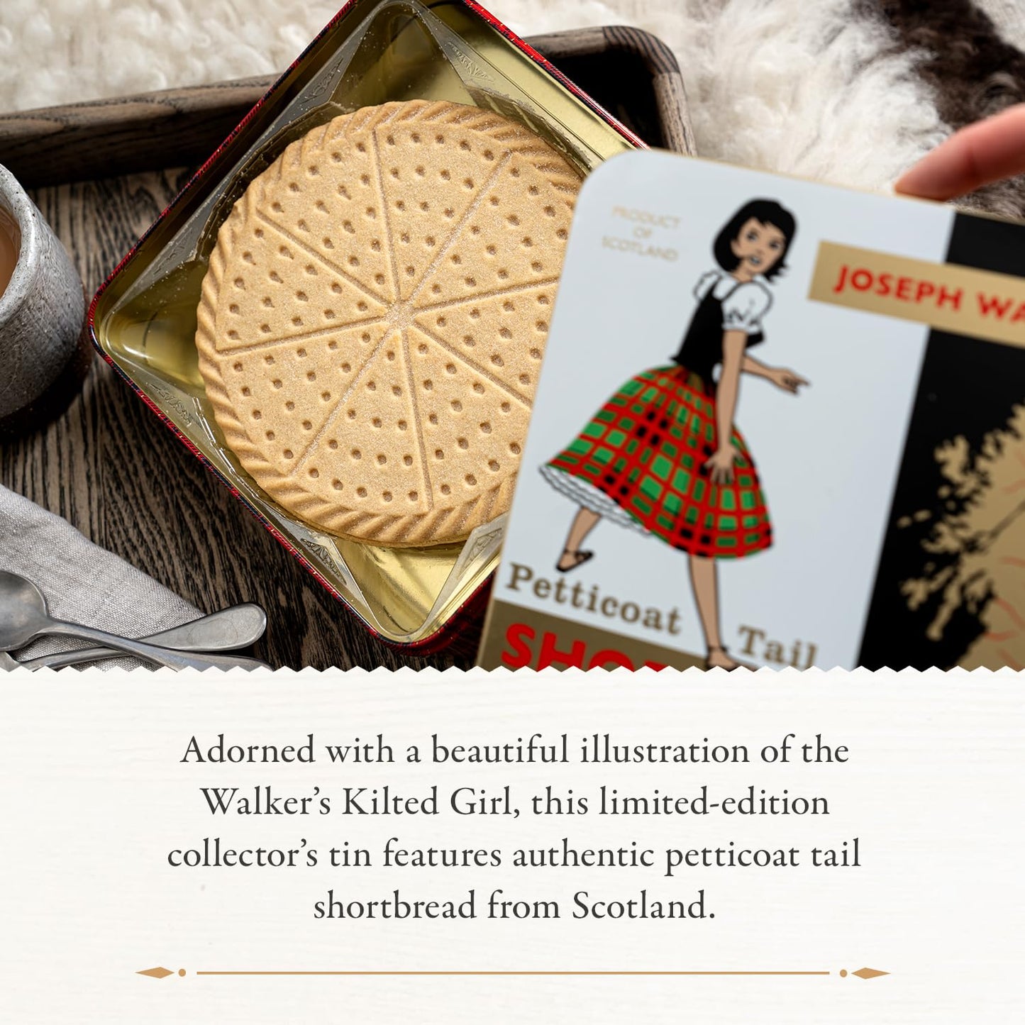 Walkers Kilted Girl Shortbread Cookie Tin - Authentic Shortbread Cookies From Scotland, 4 Petticoat Tails, 12.7Oz
