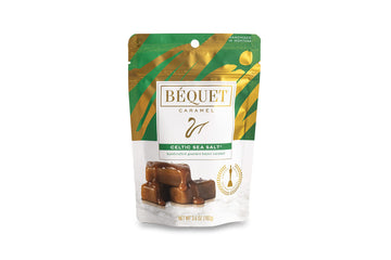 Béquet Caramel - Celtic Sea Salt Caramel - Gourmet Caramel Candy - Salted Caramel Candy Individually Wrapped - Made In Montana - Kosher (Star D) And Gluten Free - 3.6 Oz Single Pouch