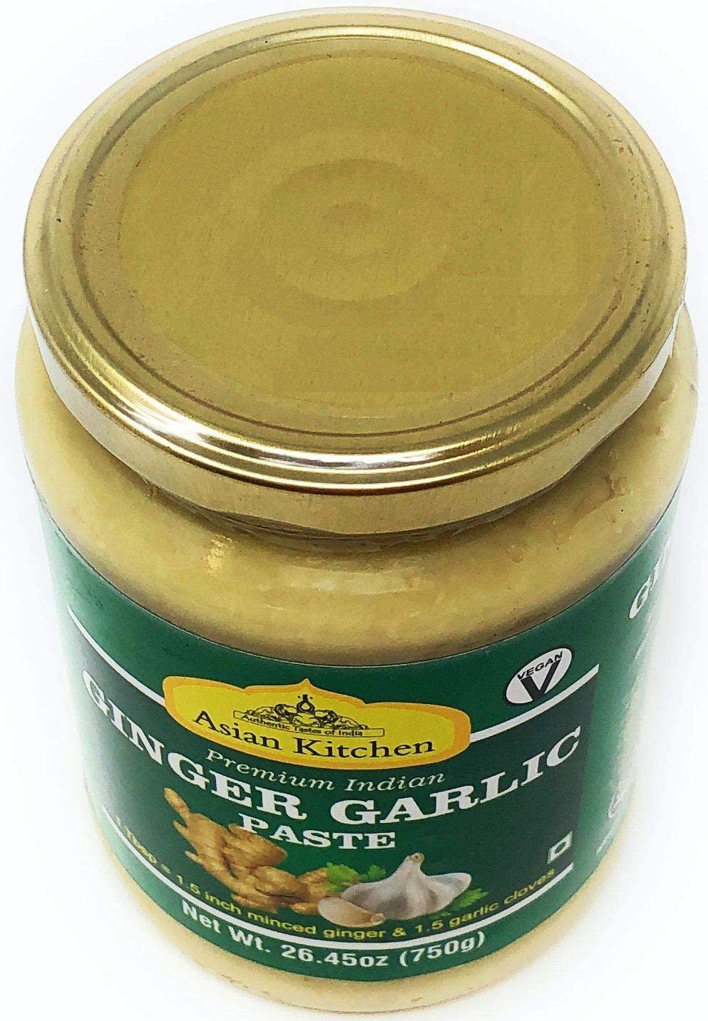 Asian Kitchen Ginger Garlic Cooking Paste 26.5Oz (750G) Glass Jar ~ Vegan | Gluten Free | Non-Gmo | No Colors | Indian Origin