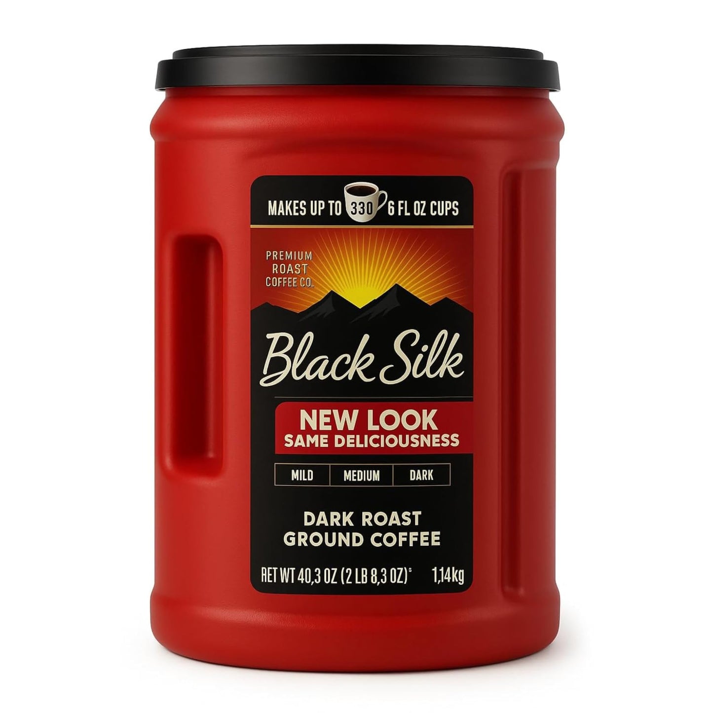 Black Silk Dark Roast Ground Coffee  40.3 Oz  Makes Up To 380 Cups  Includes 15Ml Measuring Scoop