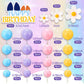 Threehoney 63 Pcs Blue Dog Cake Toppers With Balls Cake Picks And Flowers For Birthday Decoration Groovy Pastel Cupcake Inserts