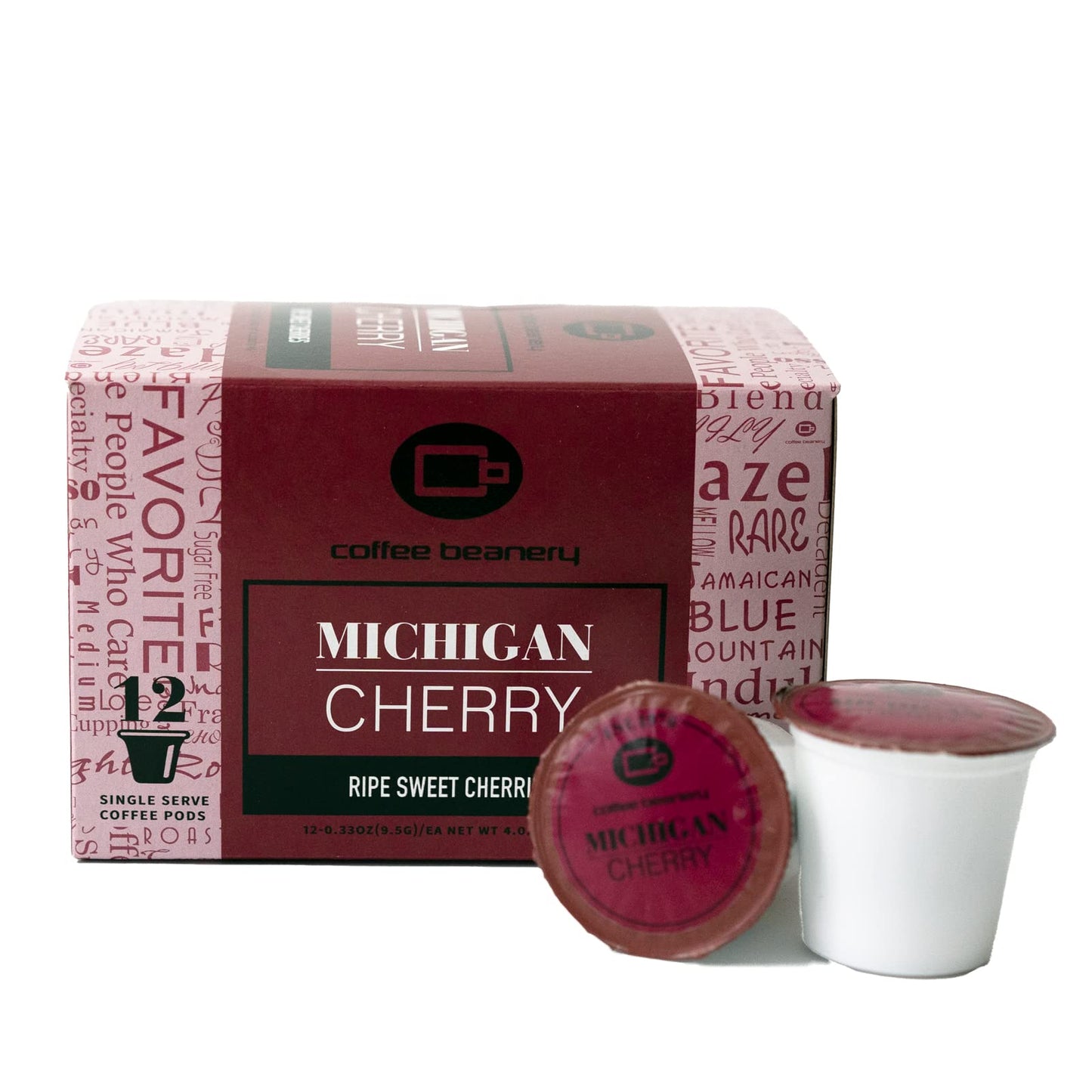 Coffee Beanery Michigan Cherry Coffee Pods, Medium Roast, 12 Count Pack