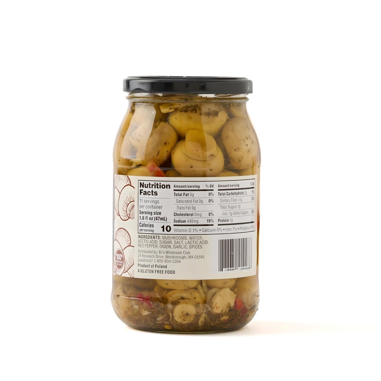 Wellsley Farms Marinated Mushrooms 30.36 Oz (Pack Of 2) - Extra Large Club Size Jars - Perfectly Seasoned, Ideal For Salads, Pas